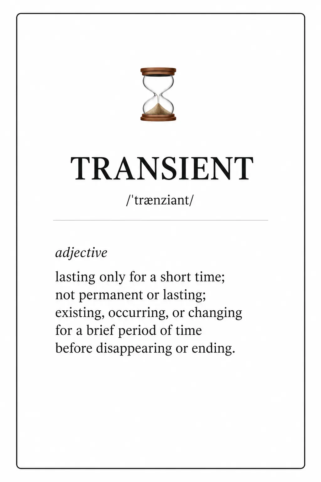 Old vocabulary card for the word Transient